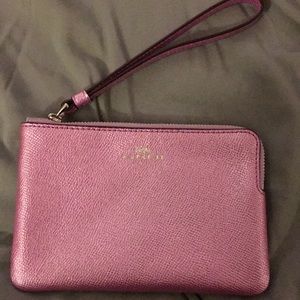 Purple iridescent coach wristlet